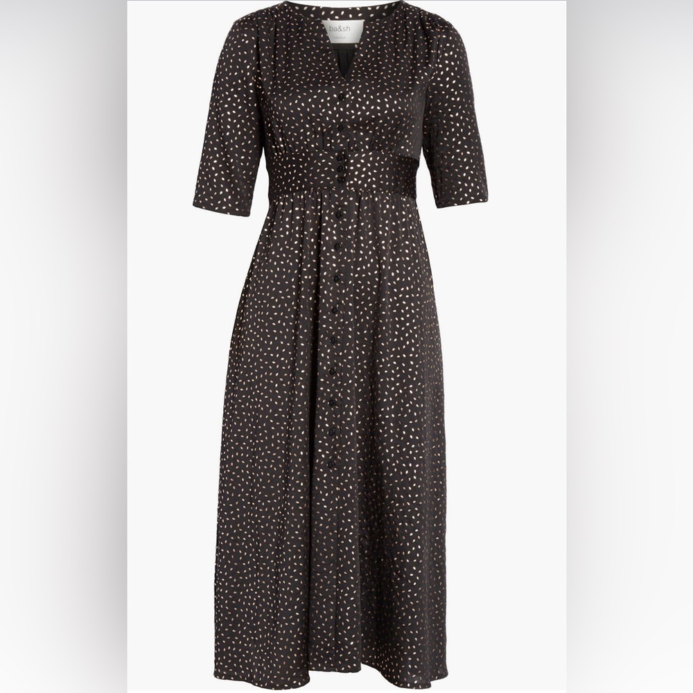 ba&sh Black and Gold Long Sleeve Dress